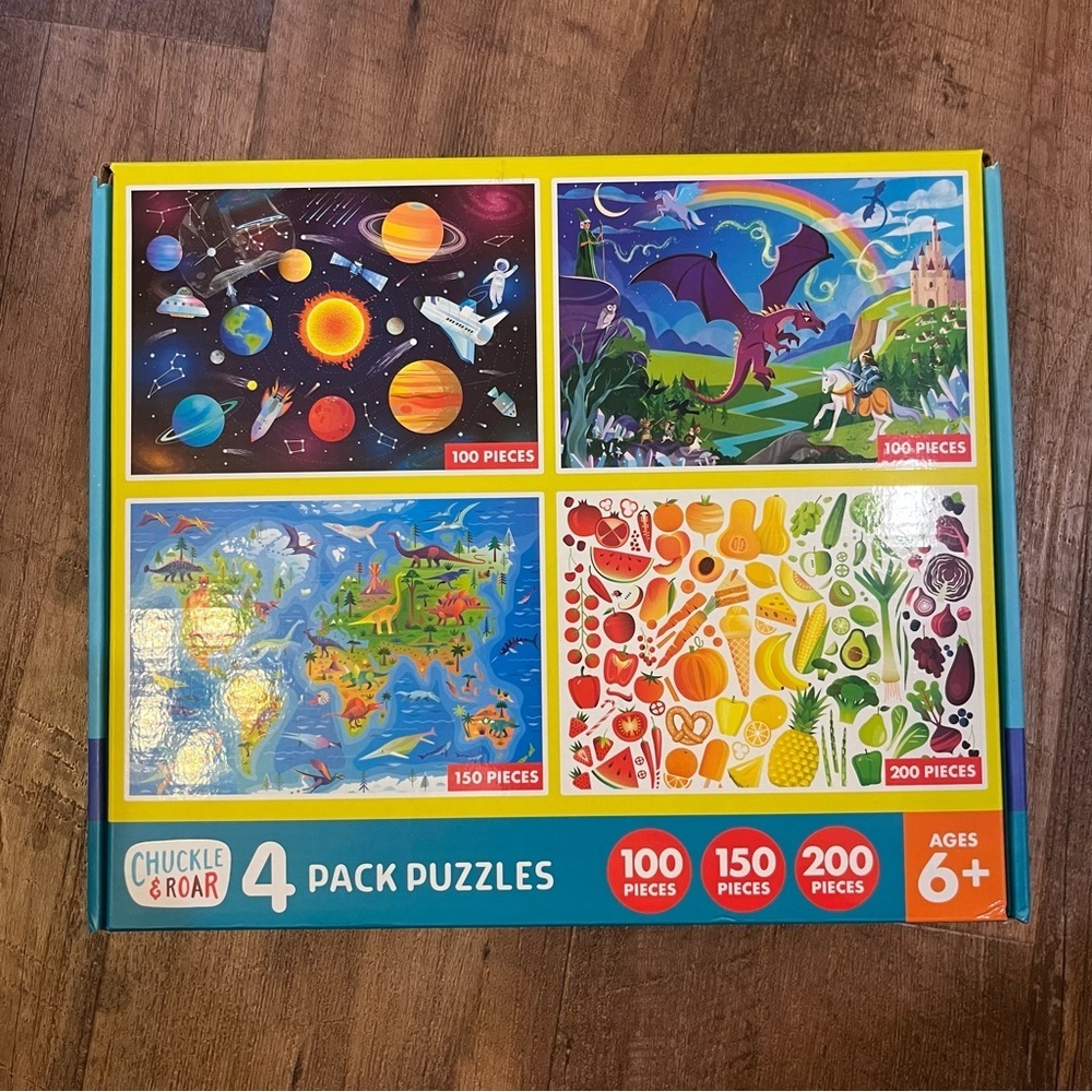Chuckle & Roar 4 Pack Puzzle Set - Vibrant Multicolor